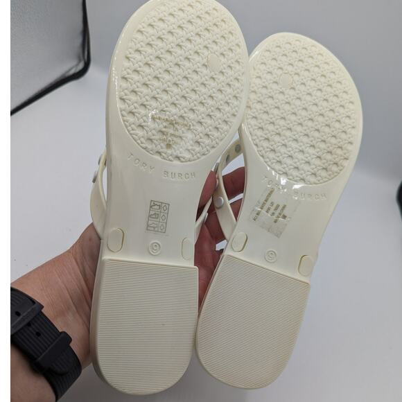 Tory Burch Jelly Studded Thongs New Ivory Color White Studs NWOT 9M - Picture 8 of 11